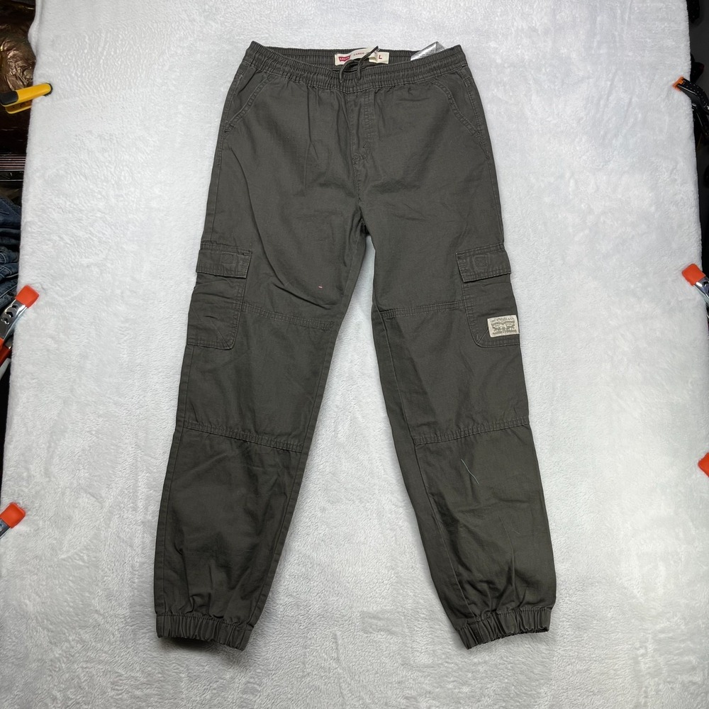 Levi's Cargo Jogger Pants Men's Green Elastic Waist Drawstring Hiking - Large